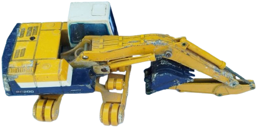 1970 JAPON MALI DIŞ MEKAN KOLEKSİYONLUK KOMATSU PC200 EKSKAVATÖR METAL MEKANİK SARI KEPÇE MAKETİ
