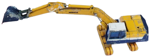 1970 JAPON MALI DIŞ MEKAN KOLEKSİYONLUK KOMATSU PC200 EKSKAVATÖR METAL MEKANİK SARI KEPÇE MAKETİ