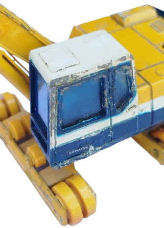 1970 JAPON MALI DIŞ MEKAN KOLEKSİYONLUK KOMATSU PC200 EKSKAVATÖR METAL MEKANİK SARI KEPÇE MAKETİ