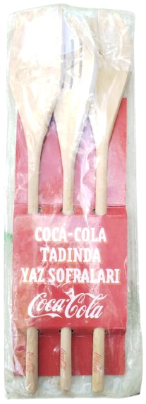 COCA COLA PROMOSYON ORJİNAL AMBALAJINDA UÇLU AHŞAP MUTFAK SERVİS SETİ COCACOLA
