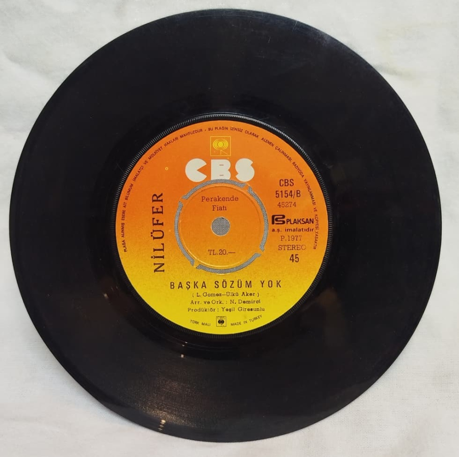 NİLÜFER KİM ARAR SENİ BAŞKA SÖZÜM YOK 1977 CBS PLAKSAN BASKI ORİJİNAL 45 LİK PLAK KABINDA
