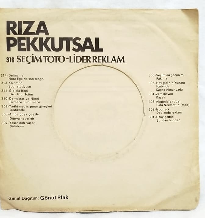 RIZA PEKKUTSAL ZAM PAKETİ ZAMALİSYON 77 FUNDA PLAK NADİR SİYASİ MİZAH 45 LİK PLAK ORJINAL KABINDA