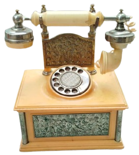 ANTİKA CEVİRMELİ TARZ KREMATÖR RENK MELEK KABARTMALI NOSTALJİK PİLLİ RADYO TELEFON 