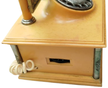 ANTİKA CEVİRMELİ TARZ KREMATÖR RENK MELEK KABARTMALI NOSTALJİK PİLLİ RADYO TELEFON 