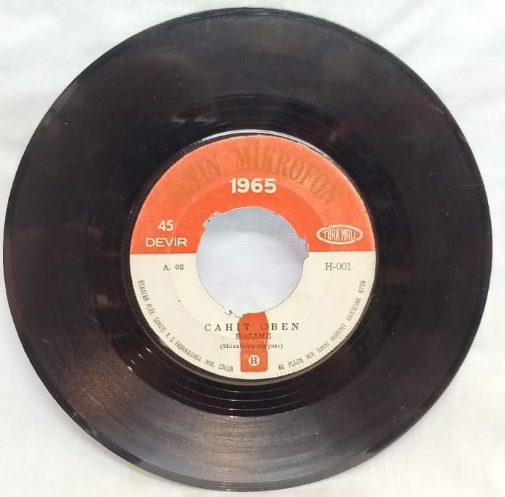 CAHIT OBEN 1965 ALTIN MIKROFON MAKARAM SARI BAGLAR HALIME 45 LIK PLAK ORJINAL ANALOG DONEM BASKI
