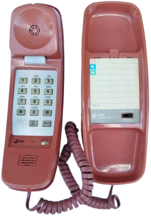 1990 AT&T TRIMLINE 210 RETRO VINTAGE KIRMIZI GUL RENKLİ KABLOLU DUVARA ASMALI TUSLU TELEFON 