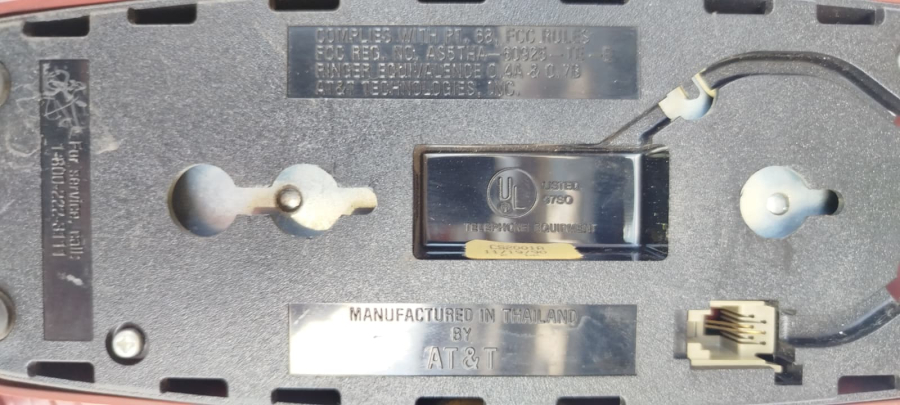 1990 AT&T TRIMLINE 210 RETRO VINTAGE KIRMIZI GUL RENKLİ KABLOLU DUVARA ASMALI TUSLU TELEFON 