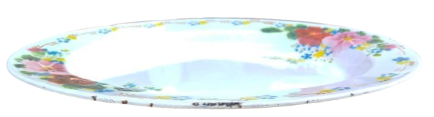 YU-I BRAND MARKA ÇİN YAPIMI 40 CM NOSTALJİK ÇİÇEK DESENLİ VİNTAGE OVAL EMAYE SUNUM TEPSİSİ 
