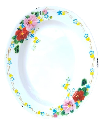 YU-I BRAND MARKA ÇİN YAPIMI 40 CM NOSTALJİK ÇİÇEK DESENLİ VİNTAGE OVAL EMAYE SUNUM TEPSİSİ 
