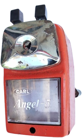 1960 JAPON CARL ANGEL 5 ORANJ RENKLI VINTAGE MEKANİK KOLLU MASAUSTU KALEMTRAS