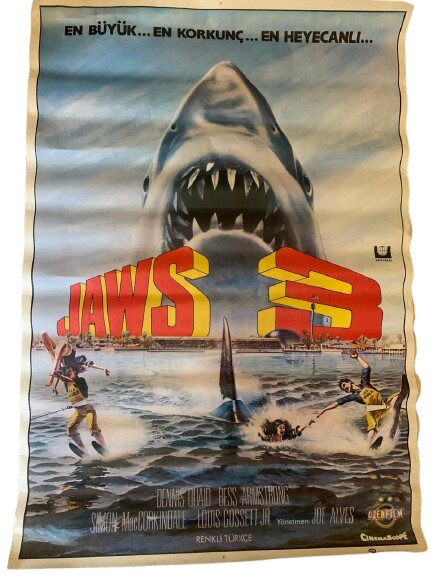 ''JAWS 3'' DÖNEM BASKI TÜRKÇE ÇİZİM FİLM AFİŞİ