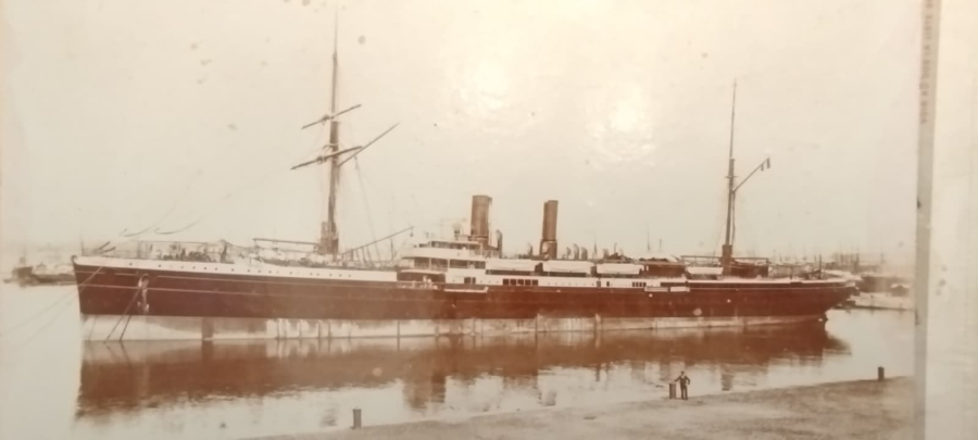 1895 CGT LE CORDİLLİÈRE ORJİNAL ALBUMİN BASKI DALMOUTH MARSİLLE DAMGALI + 1902 ÇERÇEVE +1902 BANKA TAKVİMİNE YAPISTIRMA
