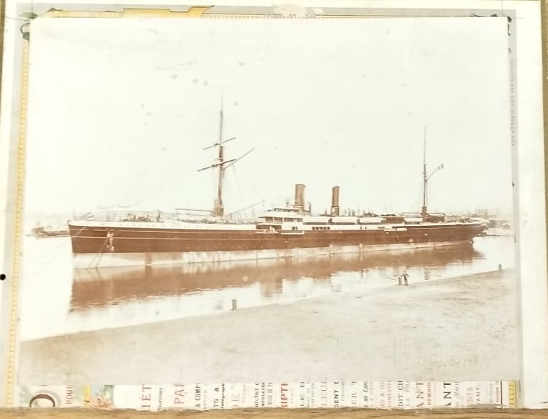1895 CGT LE CORDİLLİÈRE ORJİNAL ALBUMİN BASKI DALMOUTH MARSİLLE DAMGALI + 1902 ÇERÇEVE +1902 BANKA TAKVİMİNE YAPISTIRMA