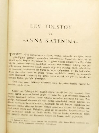 LEV TOLSTOY VE ANNA KARENİNA ÜZERİNE YAZILMIŞ NADİR İNCELEME KİTABI
