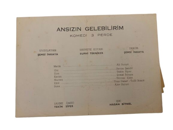 ''ANSIZIN GELEBİLİRİM'' TİYATRO OYUNU EL İLANI
