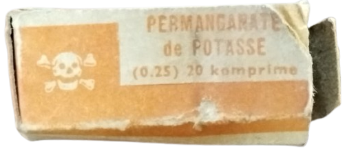 1940 ANTİKA MÜNİR ŞAHİN POTASYUM PERMANGANAT İLAÇ  CAM ŞİŞESİ VE KUTUSU ORJİNAL
