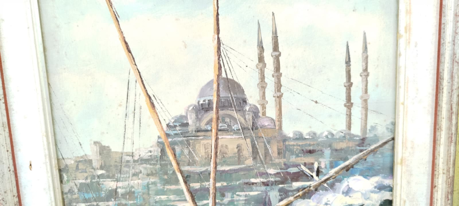 KADİR EKİN İMZALI İSTANBUL YENİ CAMİ TEMALI ORİJİNAL TUVAL ÜZERİNE YAĞLI BOYA TABLO