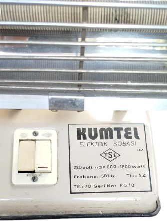 NOSTALJİK KUMTEL ELEKTRİKLİ ISITICI SOBA KONTROL EDİLMİŞ ÇALIŞIR DURUMDA 3 TAS REZİSTANSLI 