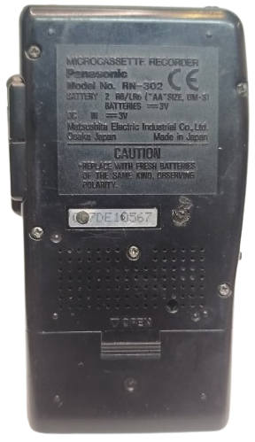 1990 PANASONIC RN-302 MICROCASSETTE RECORDER SES KAYIT CIHAZI JAPON YAZAR VE GAZETECI  TEYP
