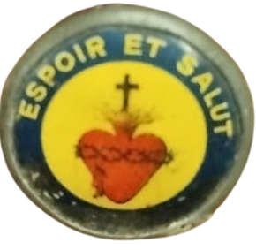 1910'LAR 1. DUNYA SAVASI FRANSA ÜRETİMİ A. AUGIS MARKA SACRÉ-COEUR EMAYE ASKERİ DİNİ KORUYUCU ROZET.