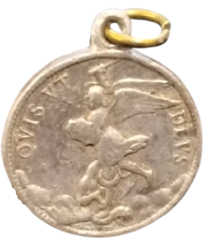 FRANSA URETIMI JEANNE D'ARC KORUYUCU DINI MADALYON KOLYE UCU. BU URUN FRANSA'DA 1909 ILE 1920 YILLARI ARASINDA URETILMIS 