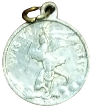 FRANSA URETIMI JEANNE D'ARC KORUYUCU DINI MADALYON KOLYE UCU. BU URUN FRANSA'DA 1909 ILE 1920 YILLARI ARASINDA URETILMIS 