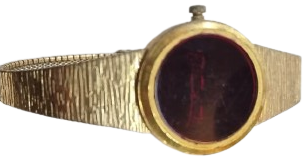 1970 FINESSE USA DİJİTAL LED KADIN KOL SAATİ KIRMIZI KADRAN 10 MK ALTIN KAPLAMA AMERİKAN