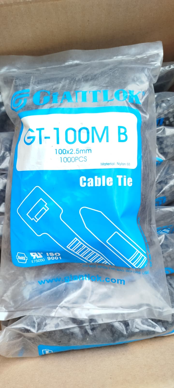 GWEST GT 100M 100 X 2,5 MM SİYAH KABLO BAĞI STANDART KABLO BAĞLARI; 1000 ADET LİK POSETDE 