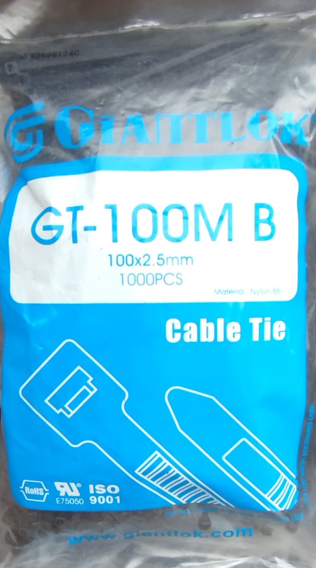 GWEST GT 100M 100 X 2,5 MM SİYAH KABLO BAĞI STANDART KABLO BAĞLARI; 1000 ADET LİK POSETDE 