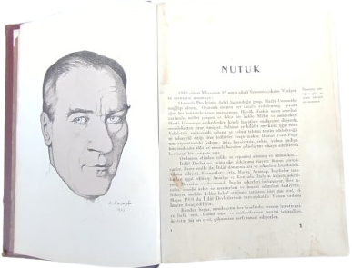 1938 TEK CİLT 600 SAYFA KÜLTÜR BAKANLIĞI ARMAĞAN İZMİR CİLTÇİ İMZALI NADİDE ATATÜRK NUTUK KİTABI ORJINAL BASKI DONEM URUN