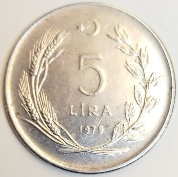 1979 TÜRKİYE CUMHURİYETİ 5 LİRA MADENİ PARA