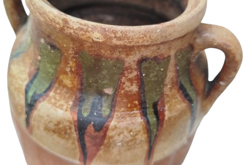 OSMANLI DÖNEMİ TERRACOTTA PİŞMİŞ TOPRAK İKİ KULPLU GELENEKSEL KÜP TAMAMI EL İSCİLİKLİ