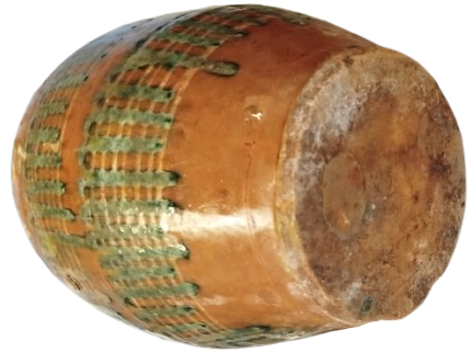 OSMANLI DÖNEMİ TERRACOTTA PİŞMİŞ UZERİ AKITMA SIR TOPRAK İKİ KULPLU GELENEKSEL KÜP TAMAMI EL İSCİLİKLİ