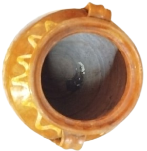 OSMANLI DÖNEMİ TERRACOTTA PİŞMİŞ UZERİ AKITMA SIR TOPRAK İKİ KULPLU GELENEKSEL KÜP TAMAMI EL İSCİLİKLİ
