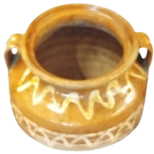OSMANLI DÖNEMİ TERRACOTTA PİŞMİŞ UZERİ AKITMA SIR TOPRAK İKİ KULPLU GELENEKSEL KÜP TAMAMI EL İSCİLİKLİ
