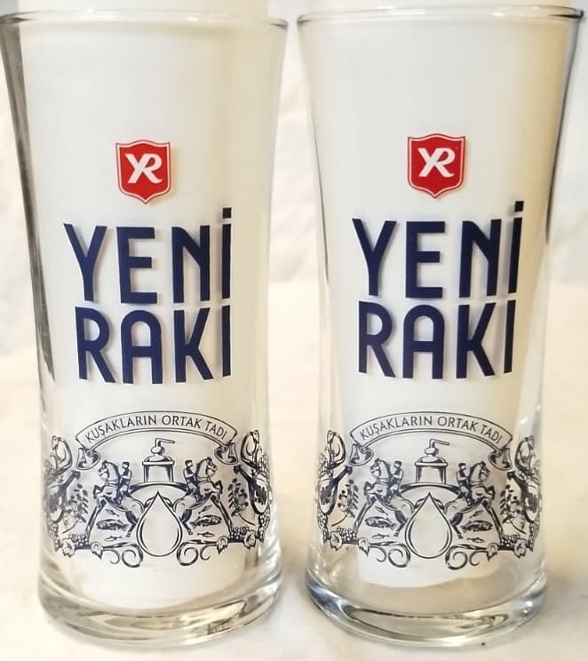 2000 YENİ RAKI ÖZEL SERİ KOLEKSİYONLUK NOSTALJİK CAM KADEH VE RAKI BARDAĞI 2 ADET