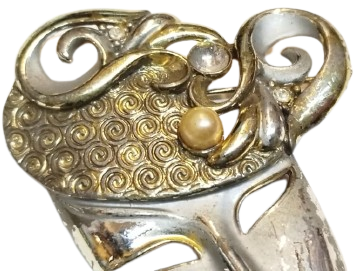 VENEZİYA KARNİVALİ TEMALI ANTİKA VINTAGE İNCİ VE TAŞ DETAYLI MASKE BROŞ ARKASI İGNELİ