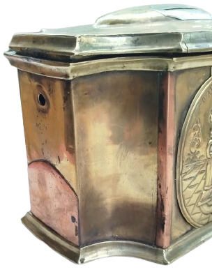 OSMANLI DÖNEMİ NADİR MUZELİK AZINLIK KİLİSELERİNE AİT PİRİNÇ VE BAKIR KARIŞIMLI EL YAPIMI NADİDE TEBERRU BAĞIŞ VE YARDIM KUMBARASI