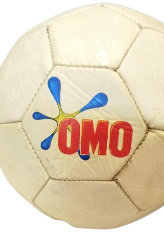 2000 VİNTAGE OMO PROMOSYON BEYAZ  DİKİŞLİ DERİ FUTBOL TOPU NOSTALJİK KOLEKSİYONLUK KAMPANYA ÜRÜNÜ