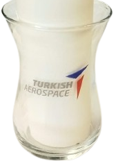ORİJİNAL TURKISH AEROSPACE TUSAŞ LOGOLU CAM ÇAY BARDAĞI VE TABAĞI TAKIMI 1 ADET BARDAK VE TABAK