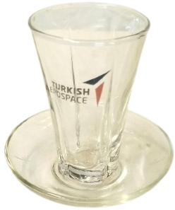 TUSAŞ TURKISH AEROSPACE LOGOLU PAŞABAHÇE CAM 1 ADET ÇAY BARDAĞI VE TABAĞI KOLEKSİYONLUK